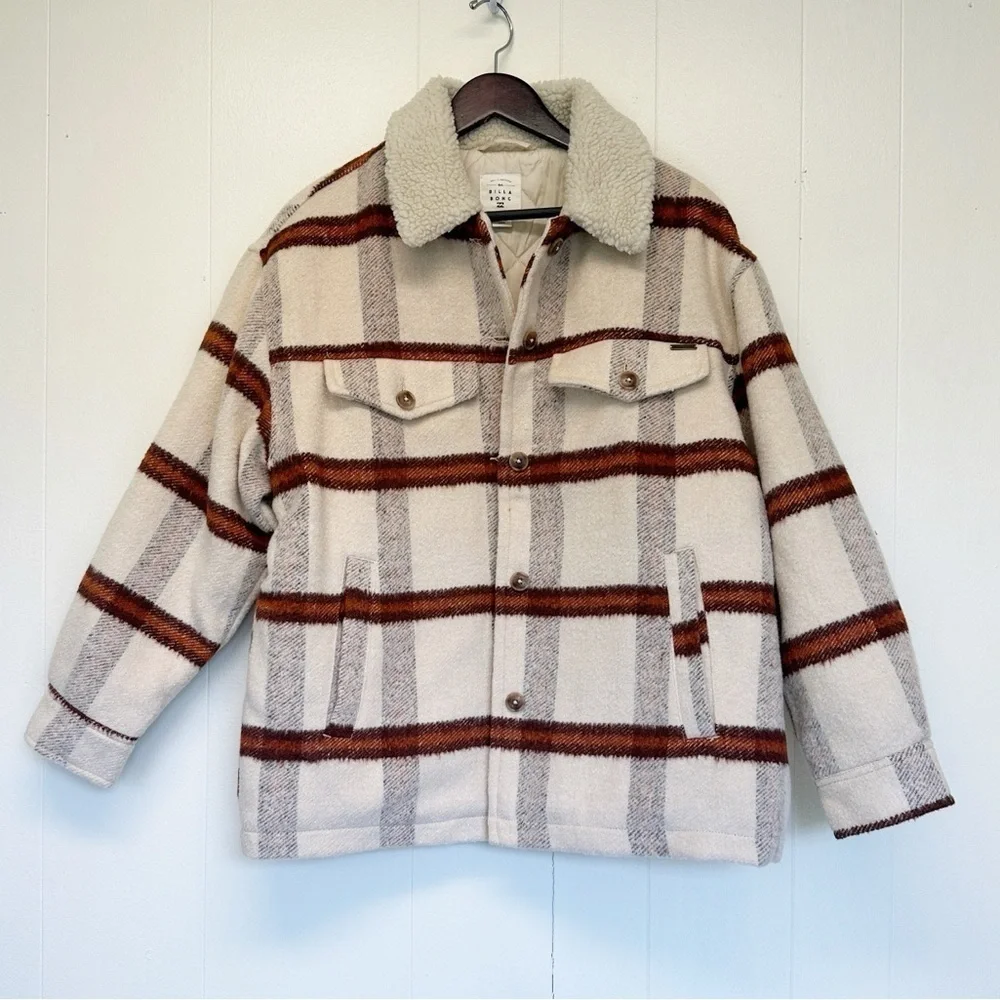 NWOT BILLABONG Lucky Charm Trucker Jacket Fleece Collar Large - Picture 7 of 10